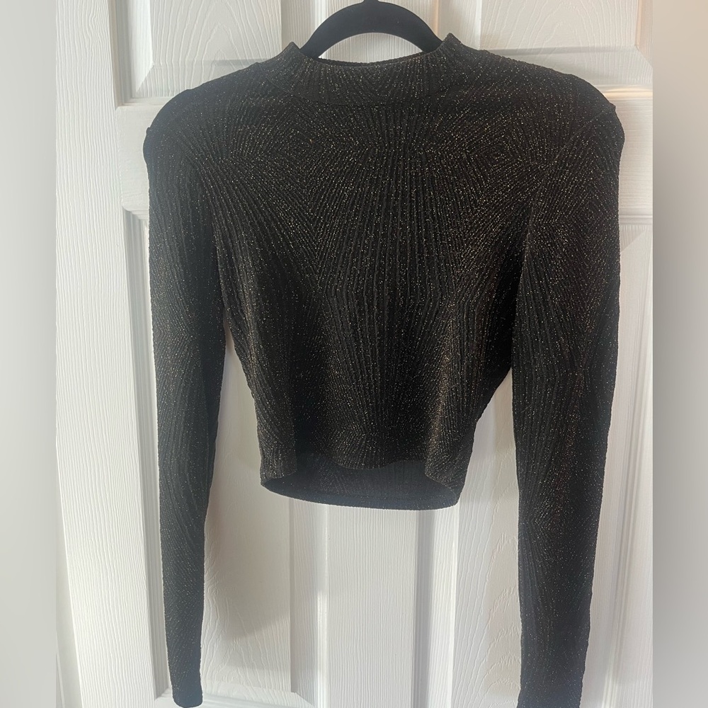 Eclipse Black Shimmer Ribbed Blouse